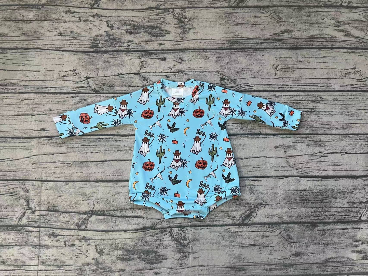 Baby Infant Boys Halloween Western Cactus Long Sleeve Rompers