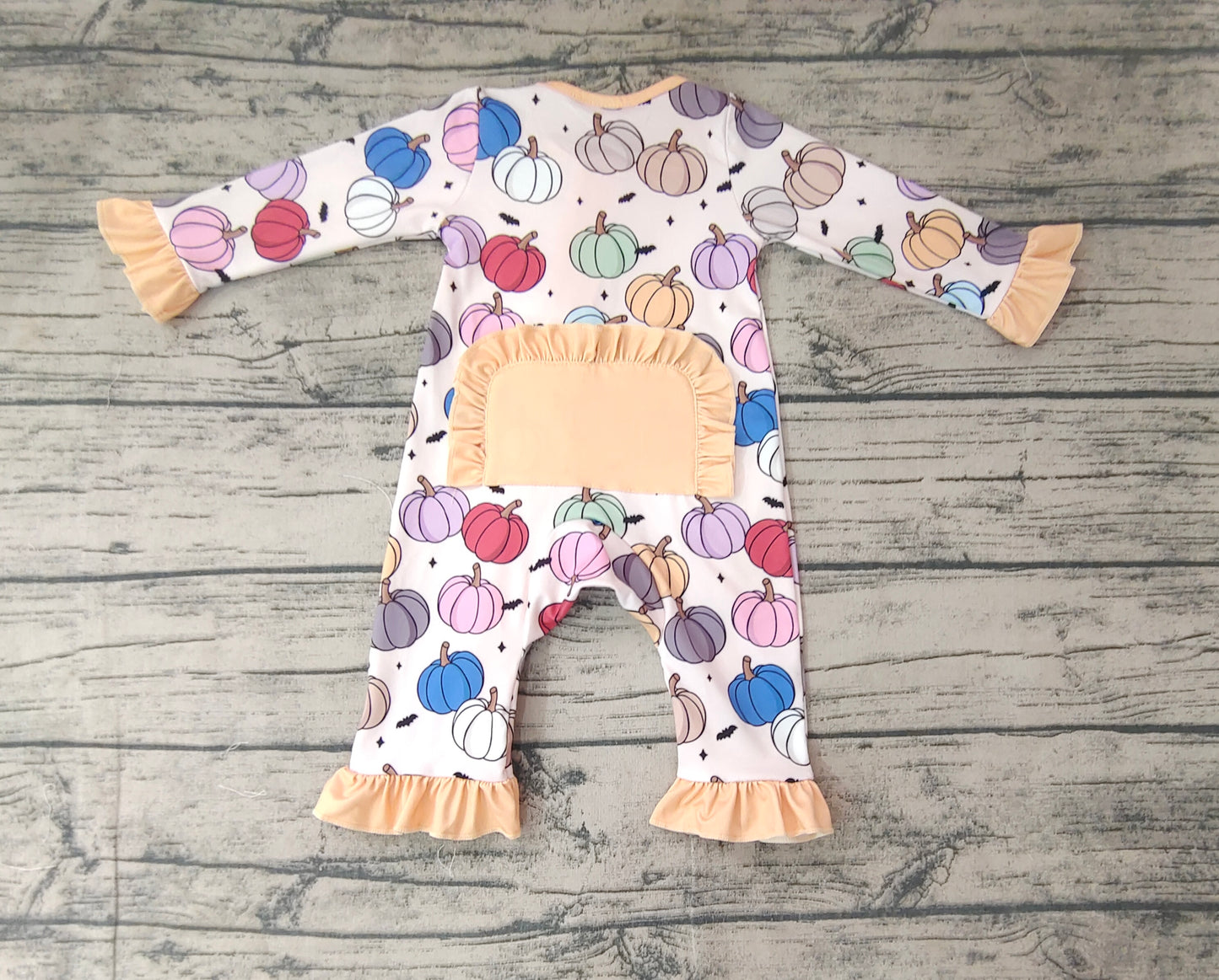 Baby Infant Girls Colorful Pumpkins Fall Bamboo Zip Rompers