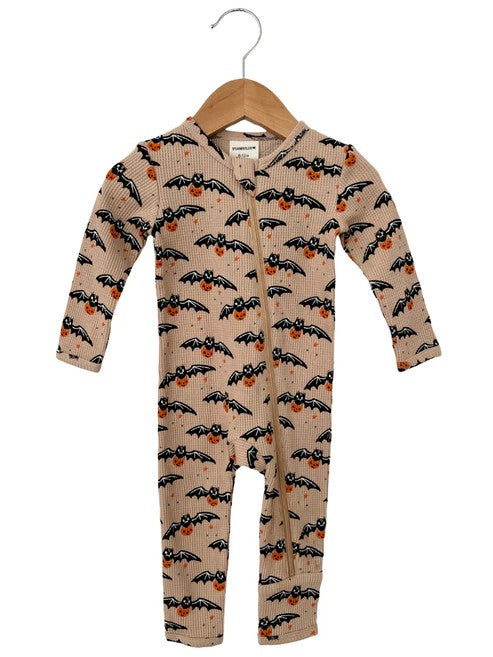 Baby Infant Girls Boys Bats Pumpkins Halloween Zip Rompers preorder