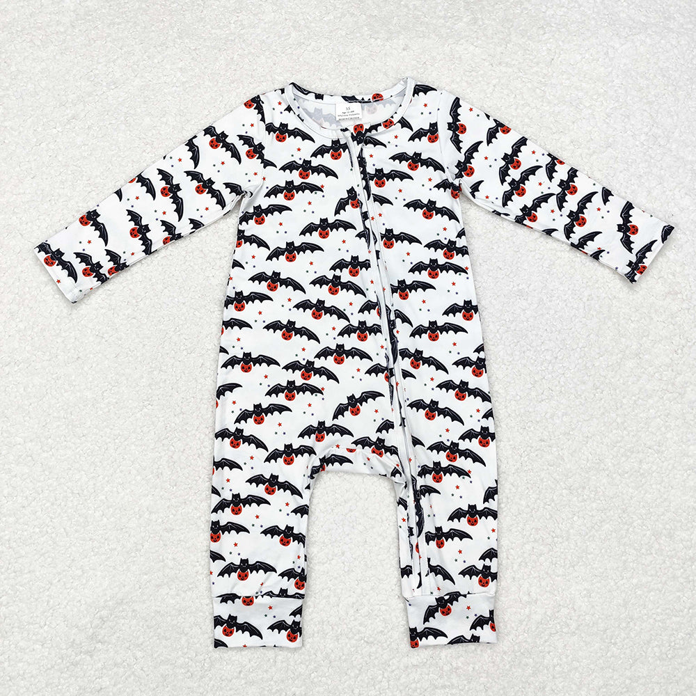 Baby Infant Girls Boys Bats Halloween Zip Rompers