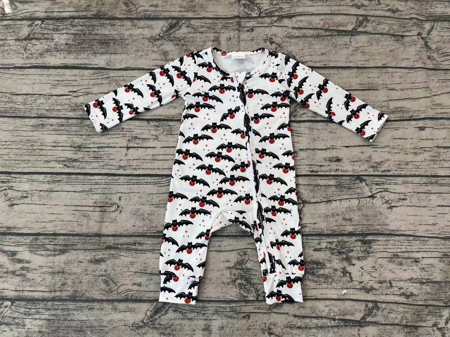 Baby Infant Girls Boys Bats Halloween Zip Rompers