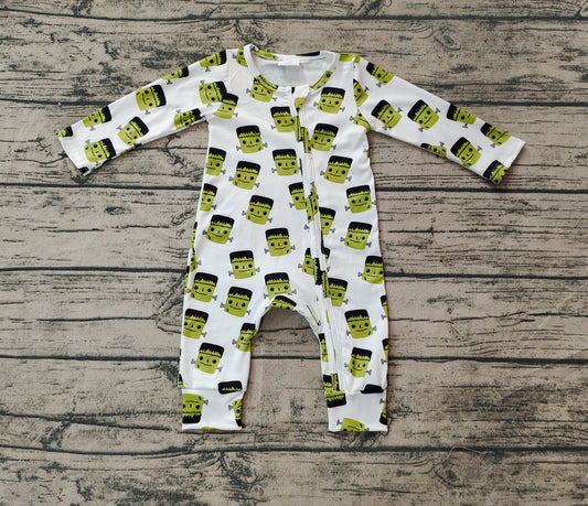 Baby Infant Boys Green Monster Halloween Zip Rompers preorder