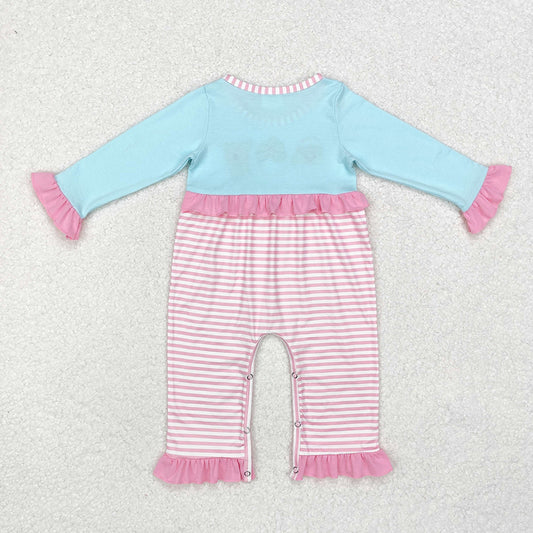 Baby Infant Girls Pink Stripes Santa Deer Rompers