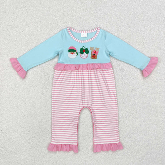 USA Shop Baby Infant Girls Pink Stripes Santa Deer Rompers