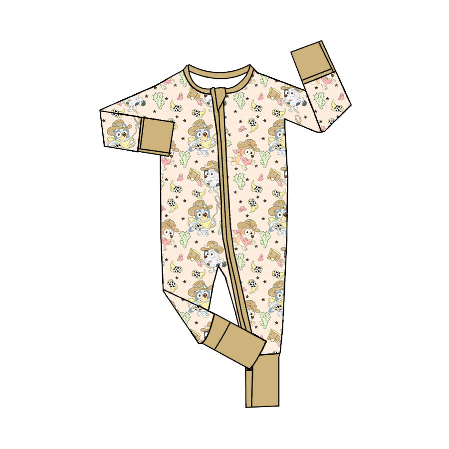 Baby Infant Boys Western Dogs Cactus Zip Rompers preorder