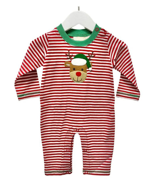 Baby Infant Boys Red Stripes Christmas Deer Long Sleeve Rompers preorder