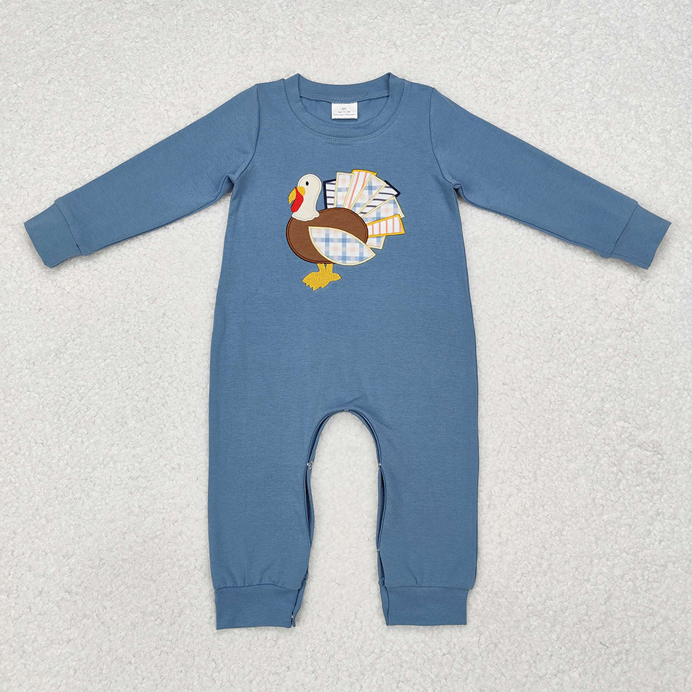 Baby Infant Boys Thanksgiving Turkeys Long Sleeve Rompers