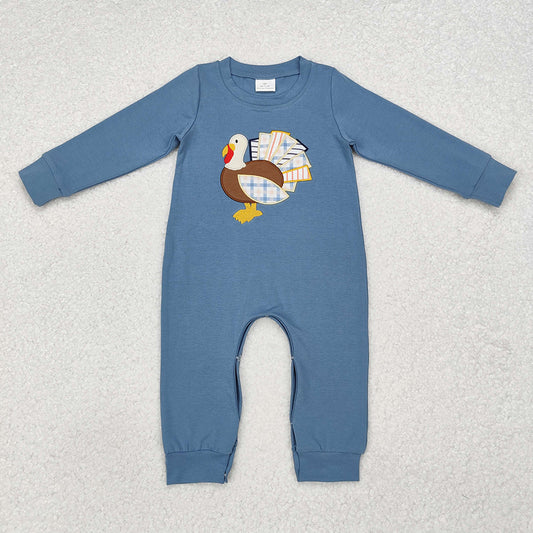 Baby Infant Boys Thanksgiving Turkeys Long Sleeve Rompers