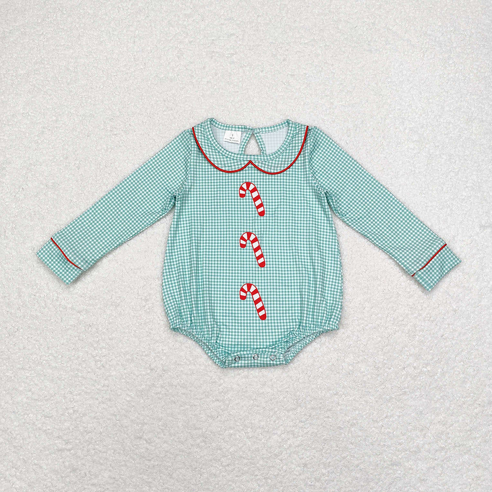 Baby Infant Boys Christmas Candy Cane Long Sleeve Rompers