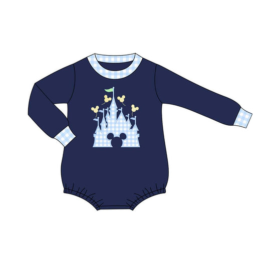 Baby Infant Boys Castle Navy Long Sleeve Rompers preorder