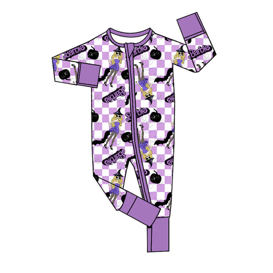 Baby Infant Girls Purple Doll Pumpkin Zip Rompers preorder