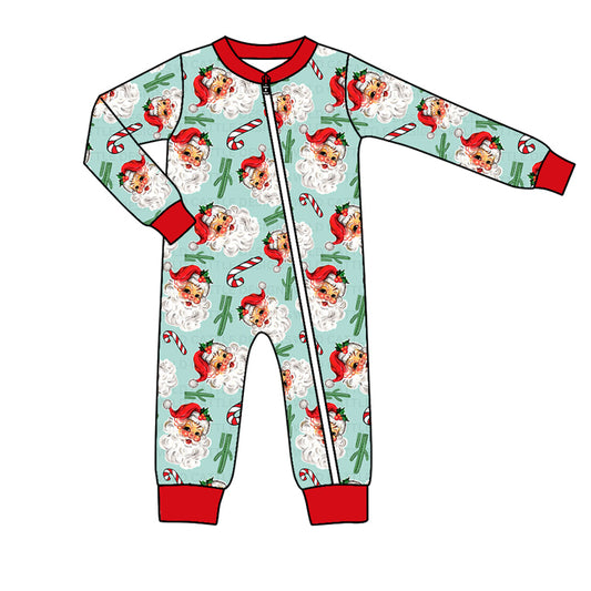 Baby Infant Boys Western Christmas Santa Cactus Zip Rompers preorder