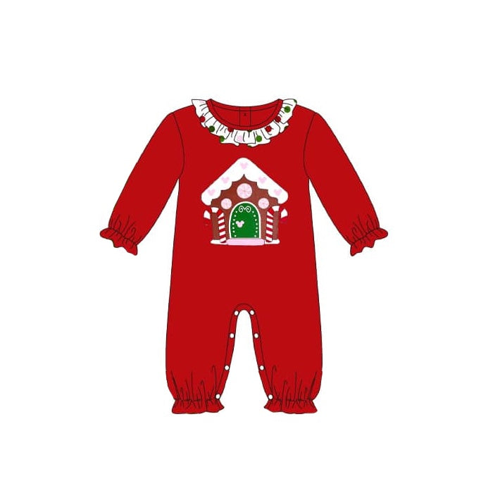 Baby Infant Girls Christmas House Red Rompers preorder