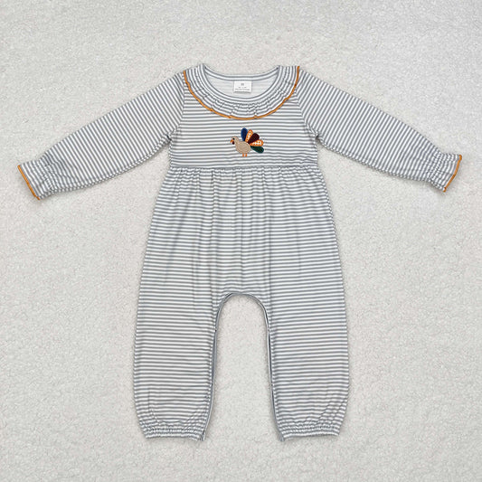 Baby Infant Girls Thanksgiving Stripes Turkey Rompers