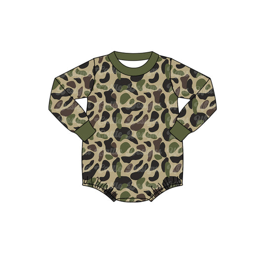 Baby Infant Boys Green Camo Long Sleeve Rompers preorder