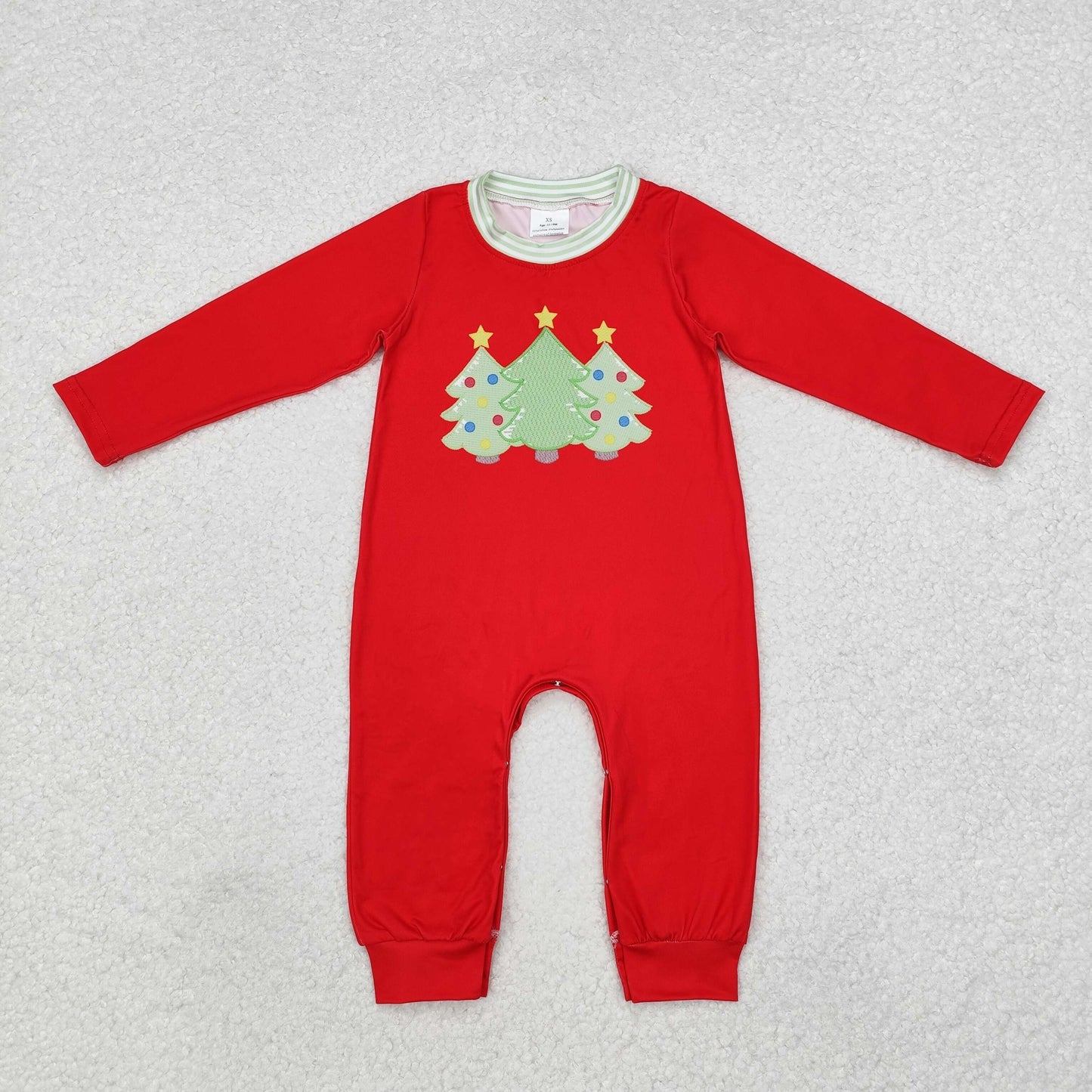 Sibling Baby Infant Boys Christmas Trees Santa Cows Embroidery Zip Rompers