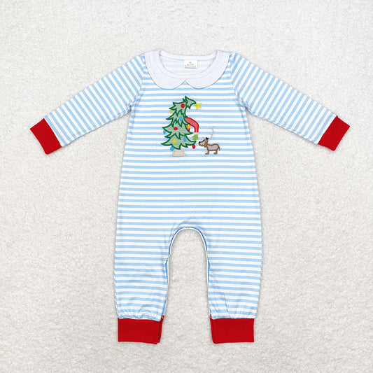 Baby Infant Boys Christmas Tree Dogs Long Sleeve Rompers