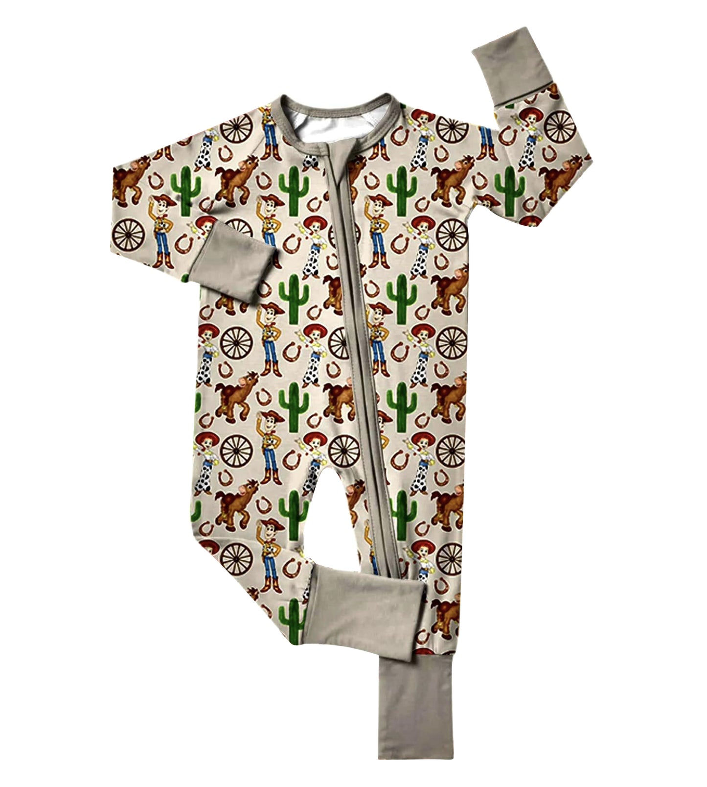 Baby Infant Boys Toys Western Cactus Zip Rompers preorder