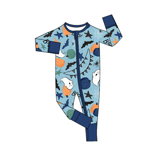 Baby Infant Boys Halloween Ghost Pumpkin Zip Rompers preorder