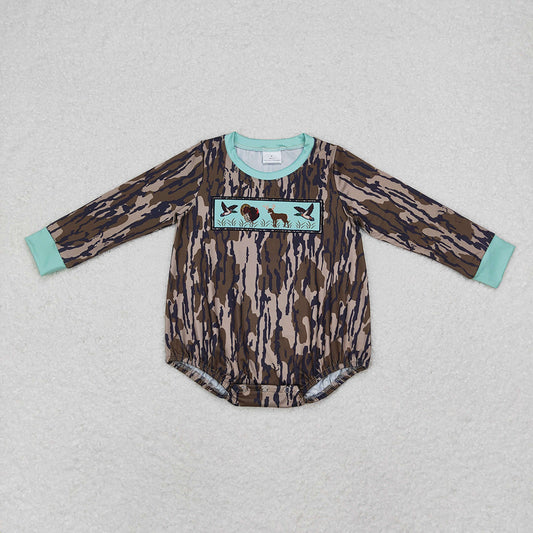 Baby Boys Long Sleeve Southern Wood Camo Ducks Turkey Hunting Rompers