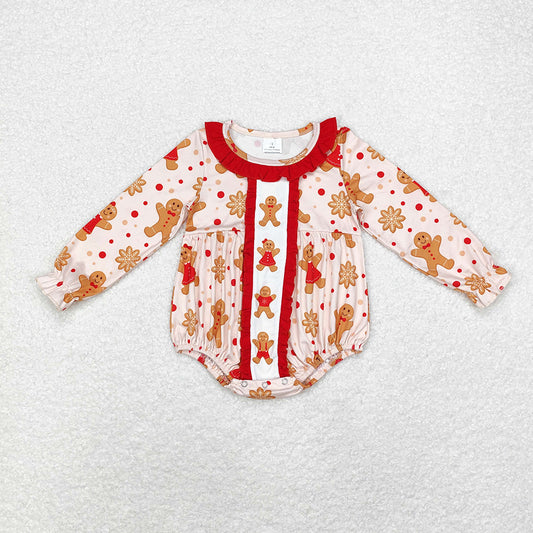 Baby Infant Girls Christmas Gingerbread Ruffle Rompers