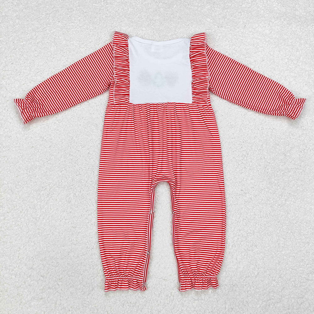 Baby Infant Girls Christmas Red Stripes Santa Deer Tree Rompers