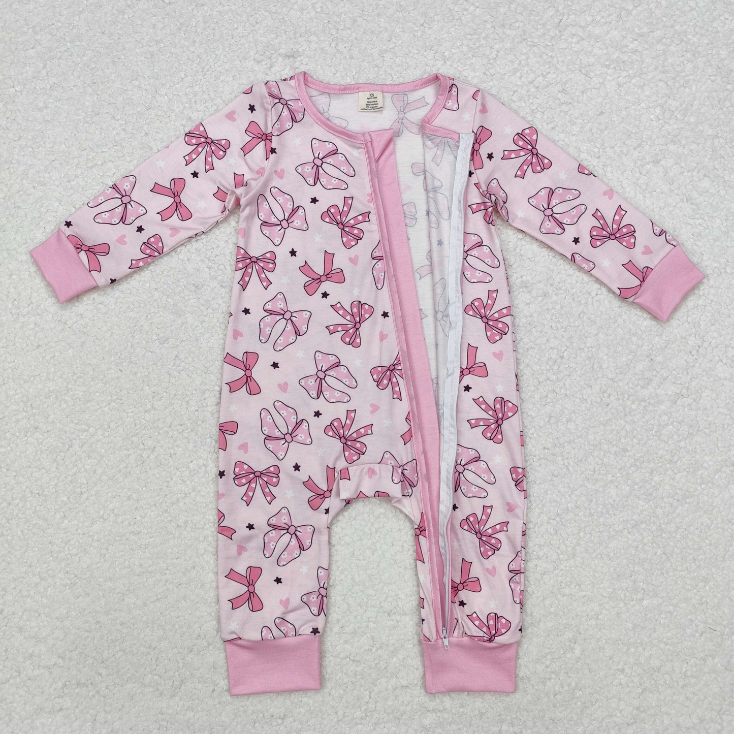 USA Shop Baby Infant Girls Pink Dots Bows Zip Rompers