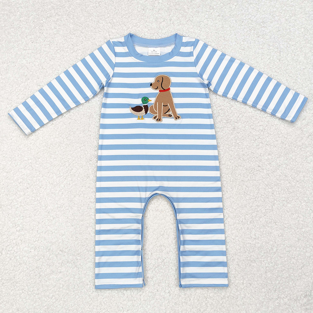 Sibling Baby Infant Boys Embroidery Hunting Long Sleeve Rompers