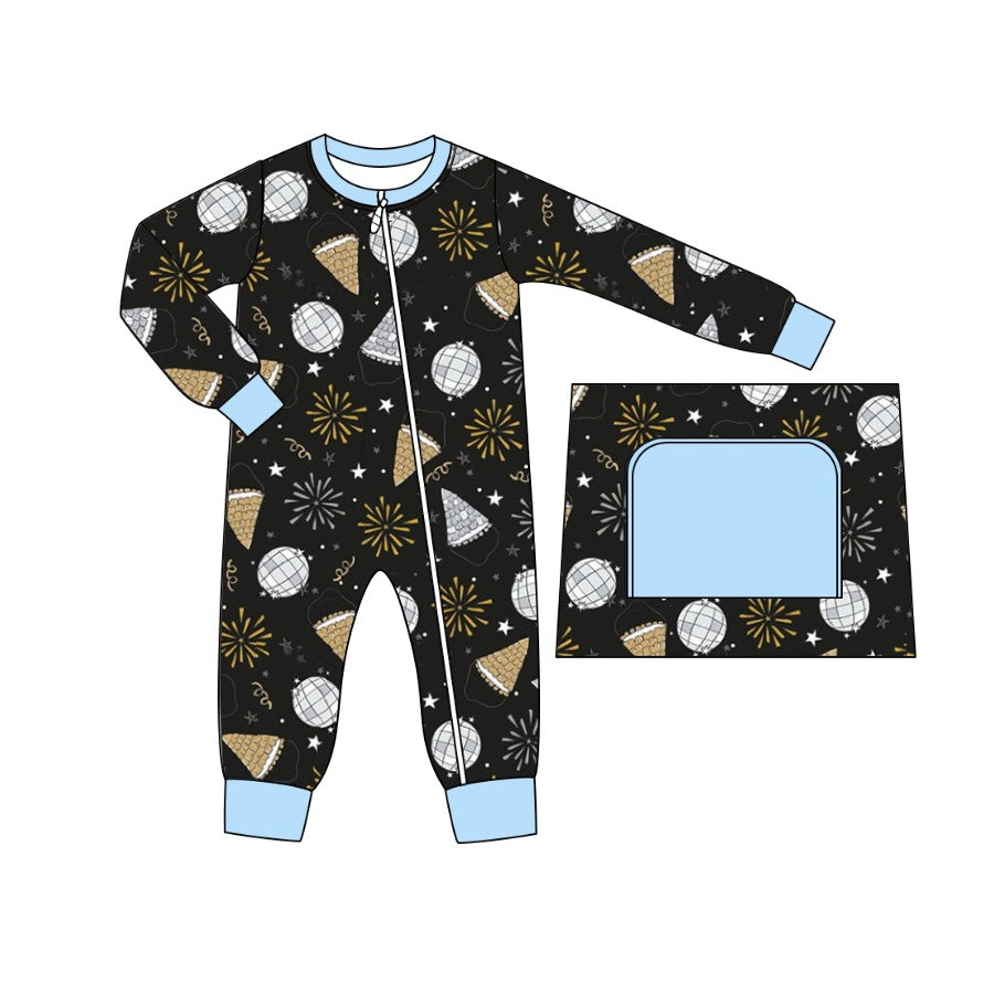 Baby Infant Boys Happy New Year Disco Zip Rompers preorder