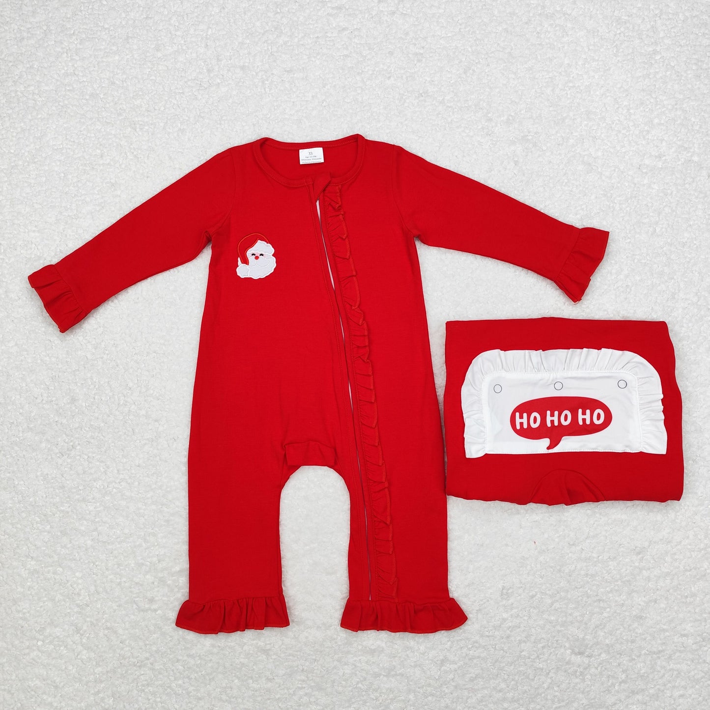 USA Shop Baby Girls Christmas Embroidery Santa Red Ruffle Zip Rompers