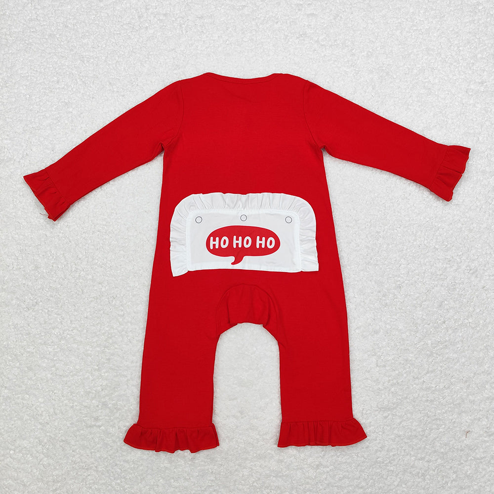 Baby Girls Christmas Santa Red Ruffle Zip Rompers