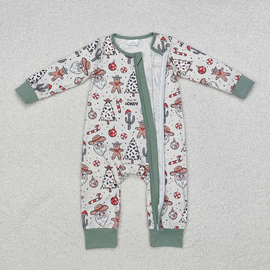 Baby Infant Boys Christmas Howdy Western Zip Rompers