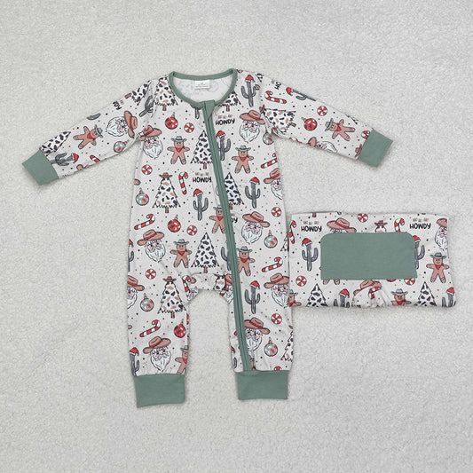 Baby Infant Boys Christmas Howdy Western Zip Rompers