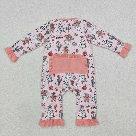 Baby Infant Girls Christmas Howdy Western Zip Rompers