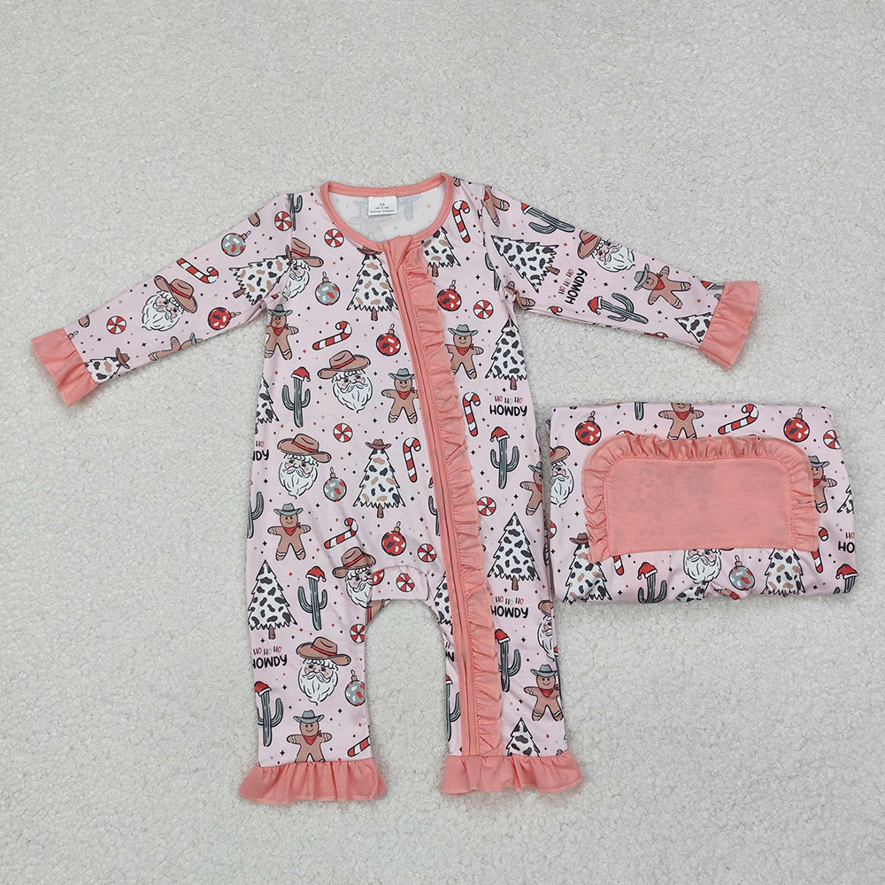 Sibling Girls Baby Boys Christmas Western Tree Rompers Pajamas