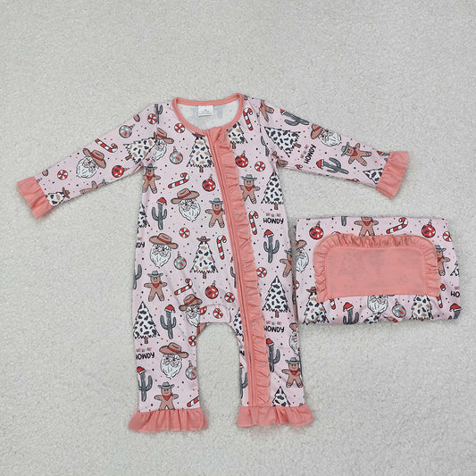 Baby Infant Girls Christmas Howdy Western Zip Rompers