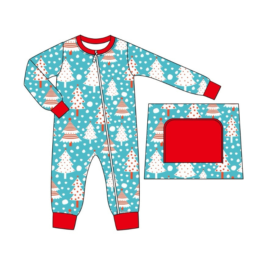 Baby Infant Boys Christmas Tree Dots Zip Rompers preorder