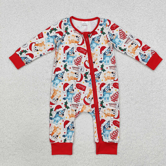 Baby Infant Boys Christmas Dogs Long Sleeve Rompers