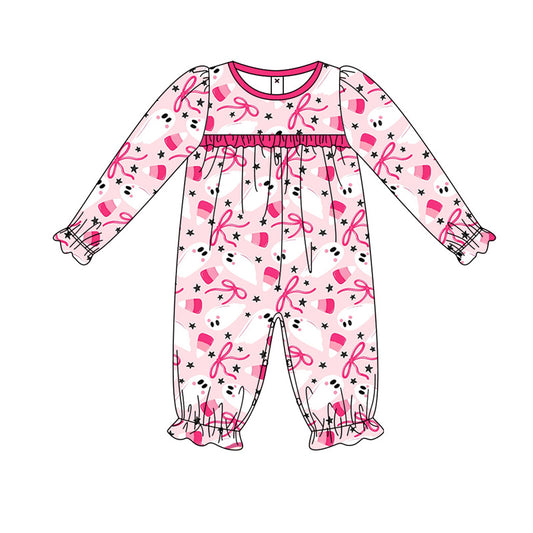 Baby Infant Girls Pink Halloween Ghost Bows Rompers preorder