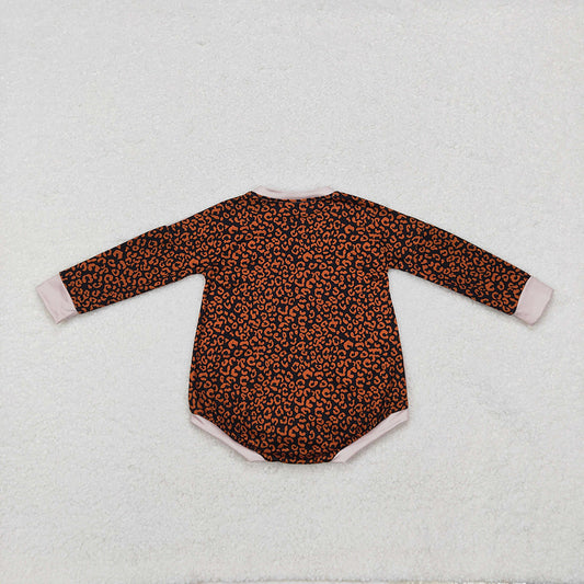 Baby Infant Girls Halloween Pumpkins Season Leopard Long Sleeve Rompers