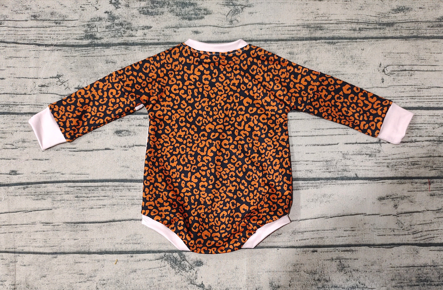 Baby Infant Girls Halloween Pumpkins Season Leopard Long Sleeve Rompers