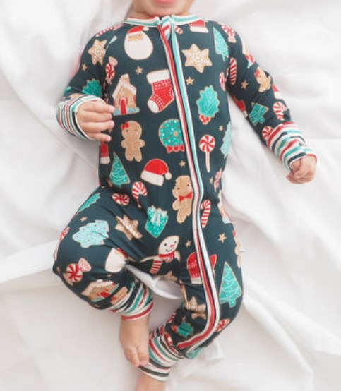 Baby Infant Boys Christmas Gingerbread Zip Long Sleeve Rompers preorder