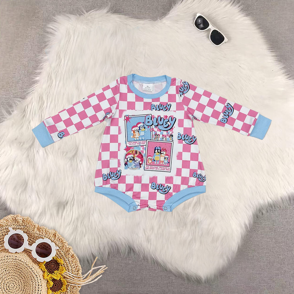 Sibling Baby Girls Christmas Blue Dogs Rompers Shirts Tunic Legging Pant Set