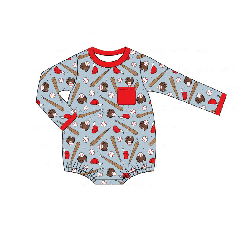 Baby Infant Boys Baseball Pocket Long Sleeve Rompers preorder