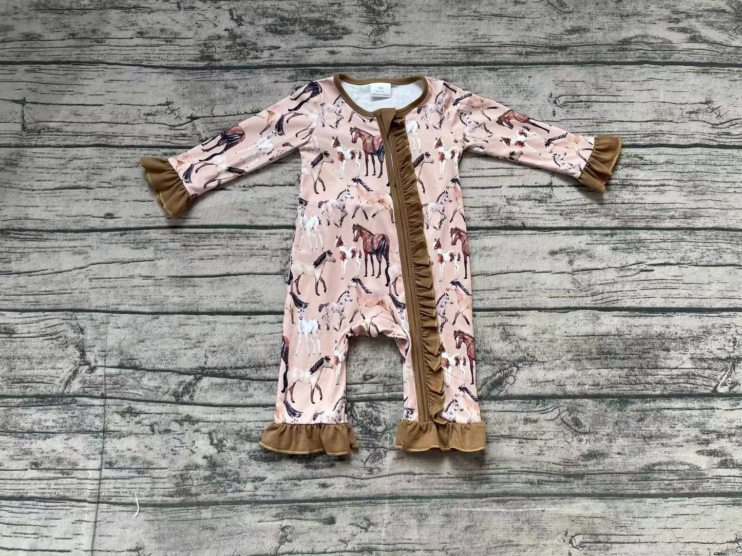 Baby Infant Girls Horse Rodeo Western Zip Rompers