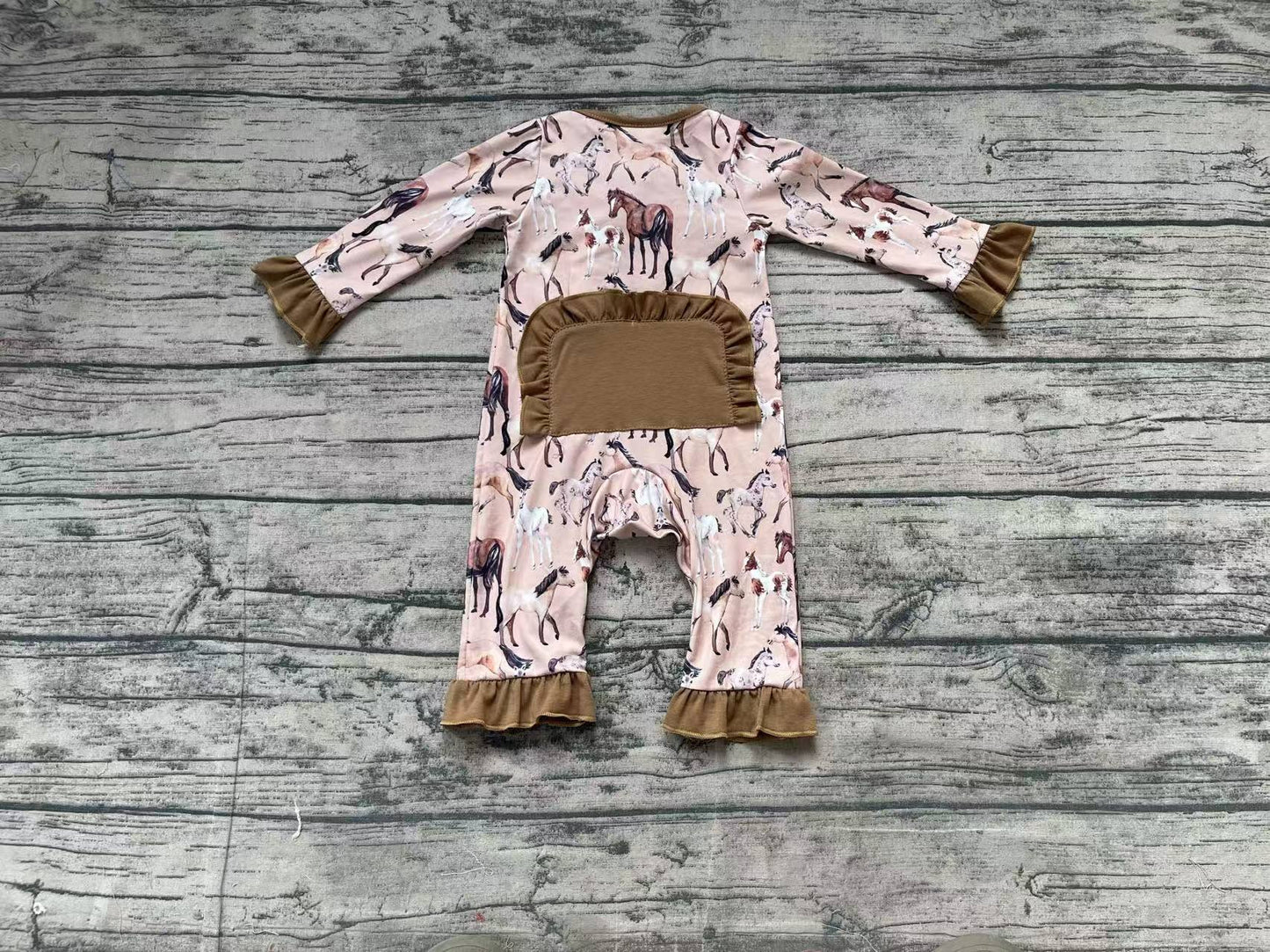 Baby Infant Girls Horse Rodeo Western Zip Rompers