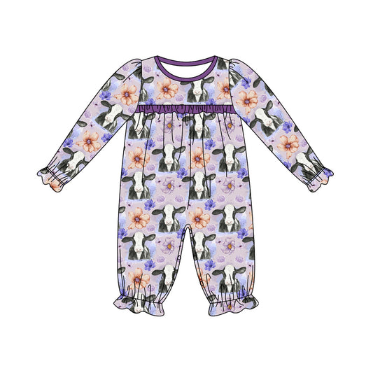 Baby Infant Girls Flowers Western Cows Rompers preorder