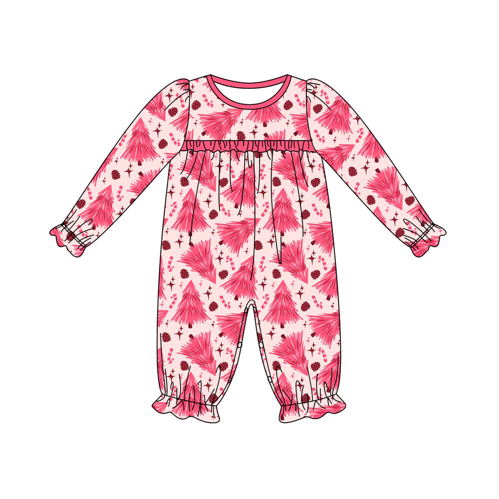 Baby Infant Girls Christmas Tree Pink Rompers preorder