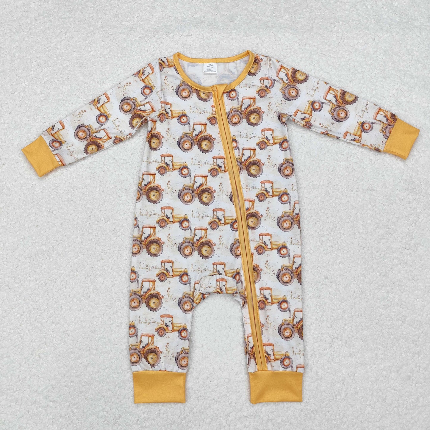USA Shop Baby Infant Boys Farm Trucks Bamboo Zip Rompers