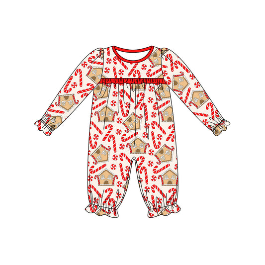 Baby Infant Girls Christmas Candy Cane House Rompers preorder